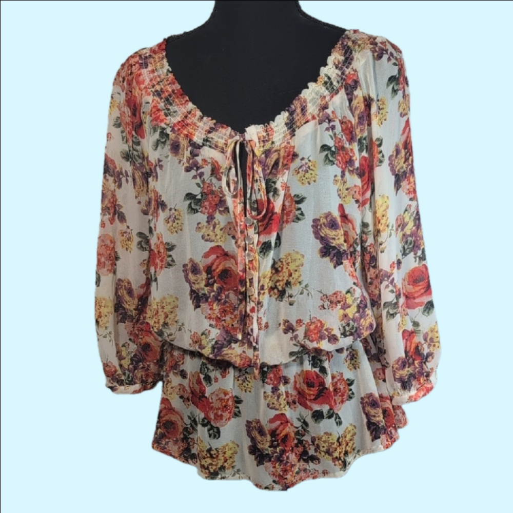 Forever 21 Green Ruffled Tie Front Blouse